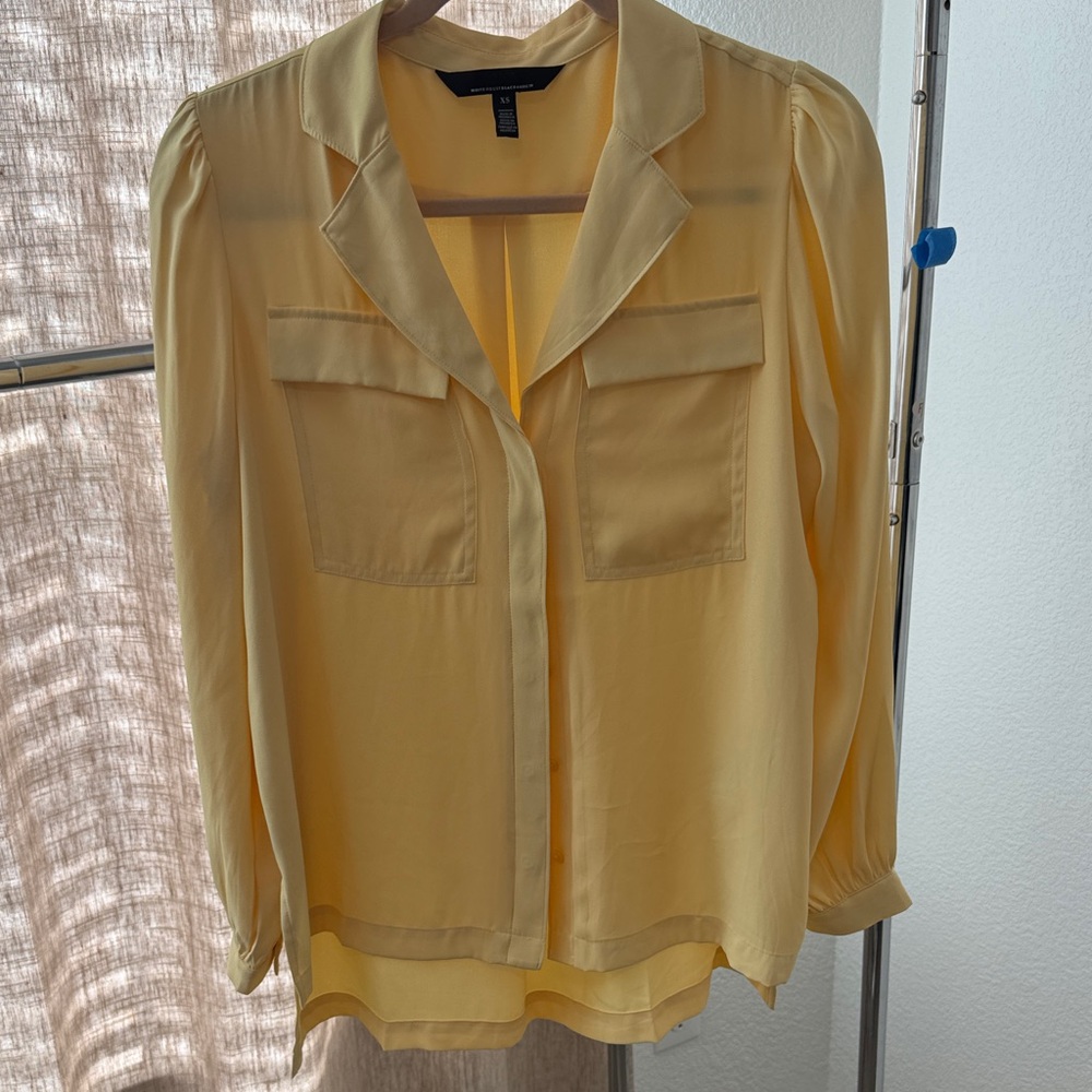 White House Black Market Light Yellow Blouse